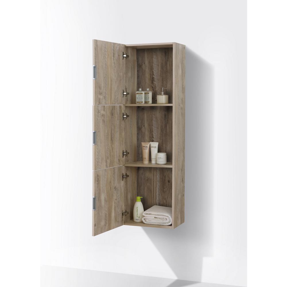 18" Wide by 59" High Linen Side Cabinet With Three Doors in Nature Wood Finish. Picture 4