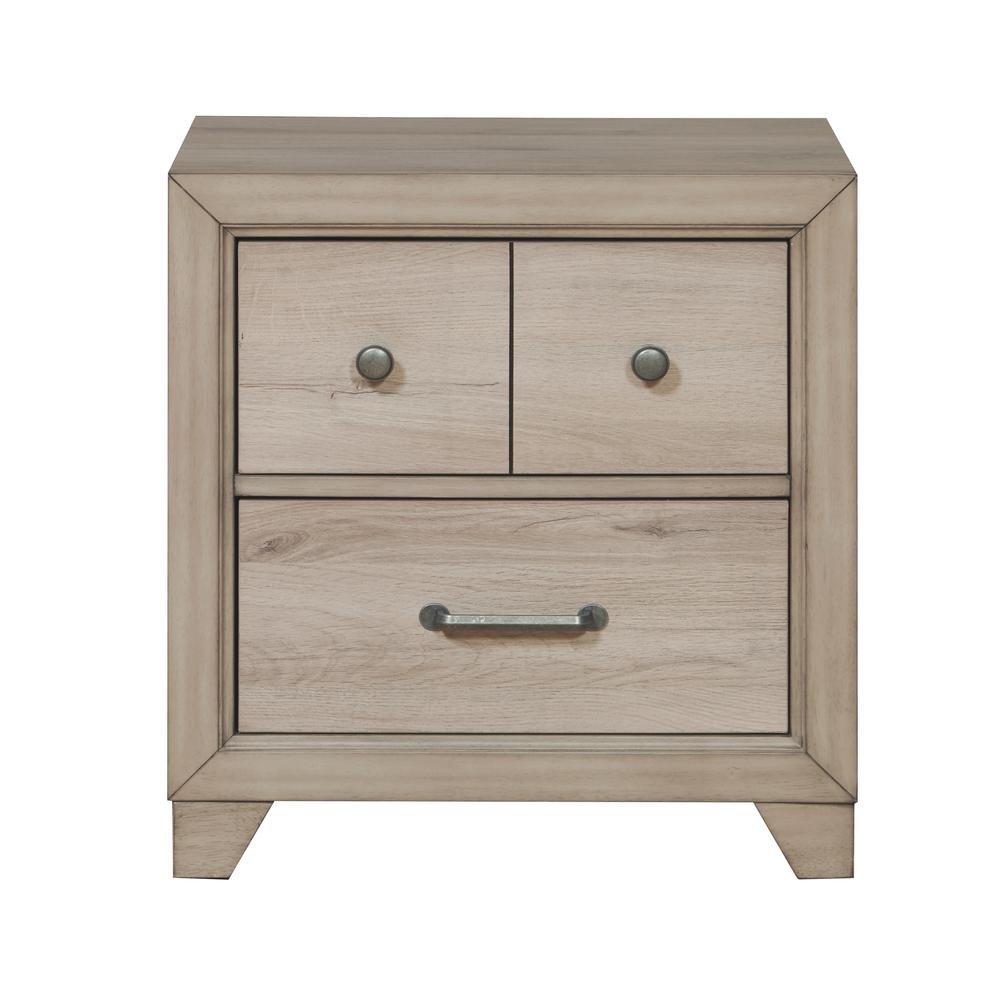 Youth Two Drawer Nightstand with USB in Brown. Picture 2