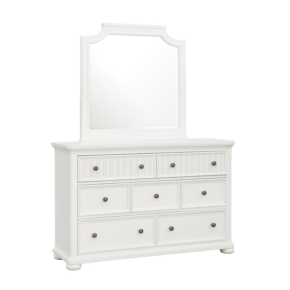 Savannah Beveled Dresser Mirror - White Finish. Picture 4