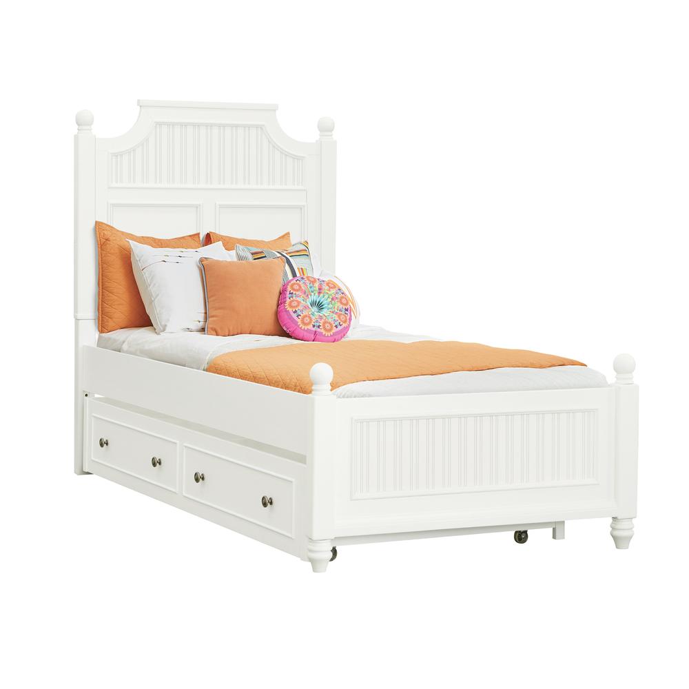 Savannah Twin Poster Bed with Trundle - White Finish. Picture 2