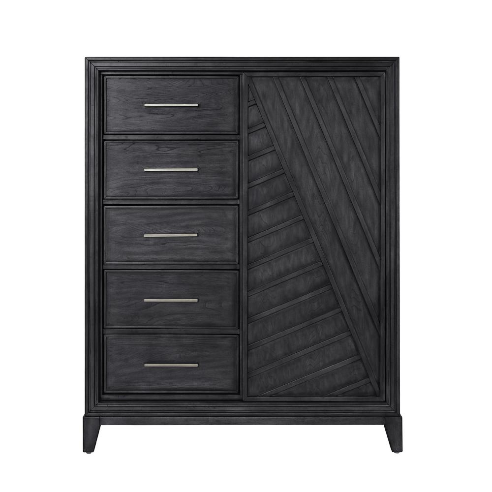 Lenox 5-Drawer Sliding Door Chest with Storage. Picture 2