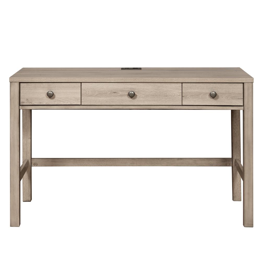 Kids Three Drawer USB Charging Desk in River Birch Brown. Picture 2