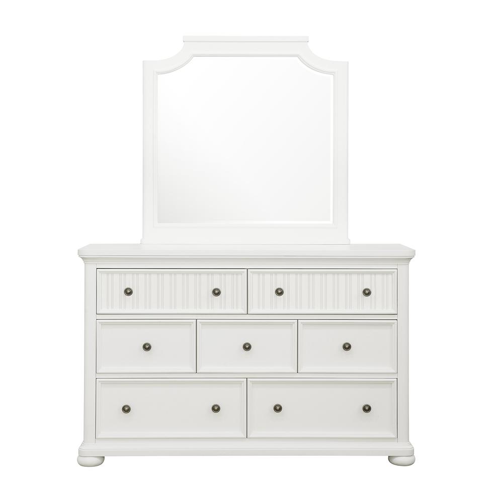 Savannah Beveled Dresser Mirror - White Finish. Picture 3