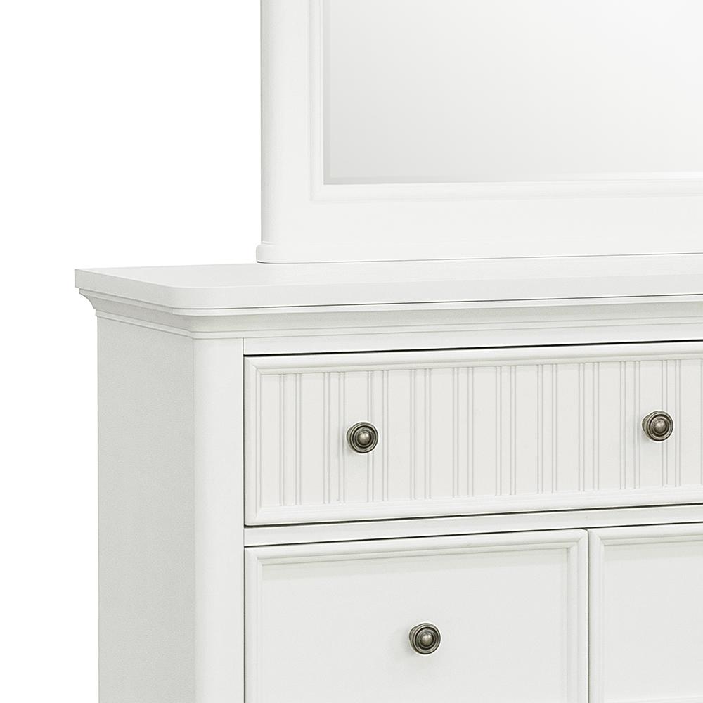 Savannah Beveled Dresser Mirror - White Finish. Picture 6