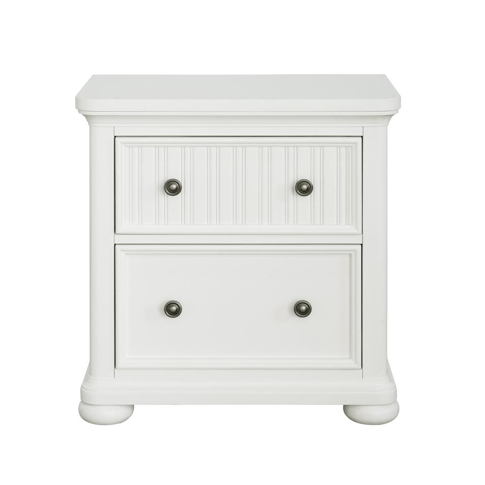 Savannah 2-Drawer Nightstand with USB - White Finish. Picture 2