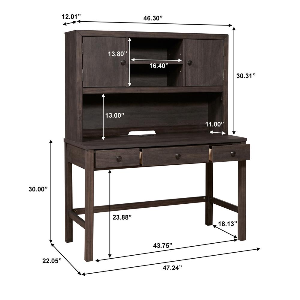 Three Drawer Kids Desk with USB Charging in Brown. Picture 8