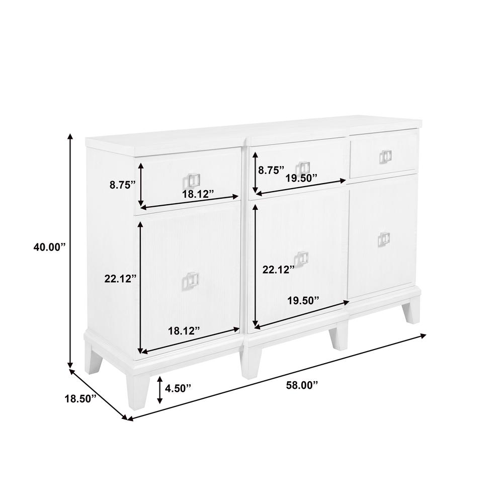 Madison 3-Drawer Server with Cabinets in a Grey-White Wash Finish. Picture 8