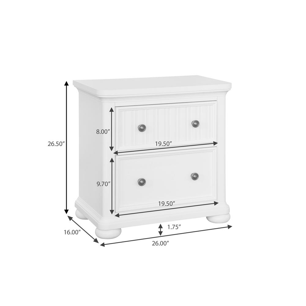 Savannah 2-Drawer Nightstand with USB - White Finish. Picture 8