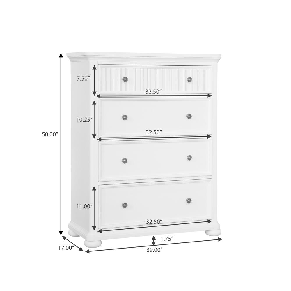 Savannah 4-Drawer Chest - White Finish. Picture 8