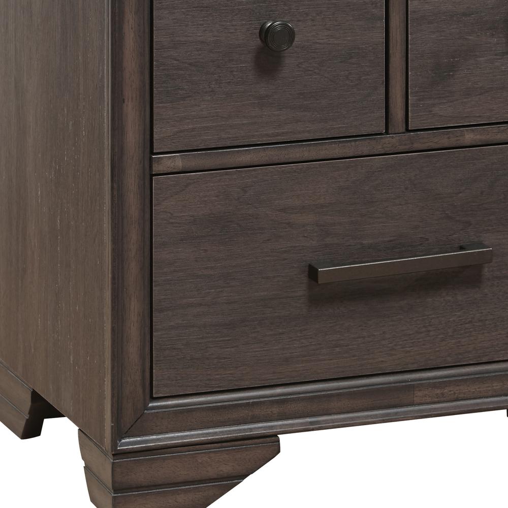 Three Drawer Youth Nightstand with USB in Brown. Picture 6