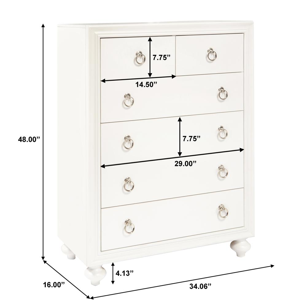 Bella Youth  Six Drawer Chest in White. Picture 8