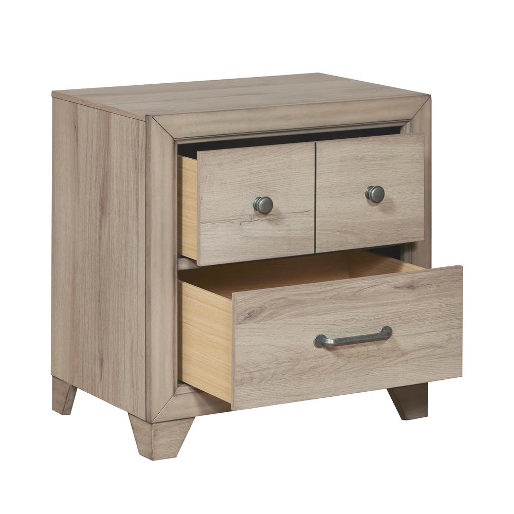 Youth Two Drawer Nightstand with USB in Brown. Picture 4