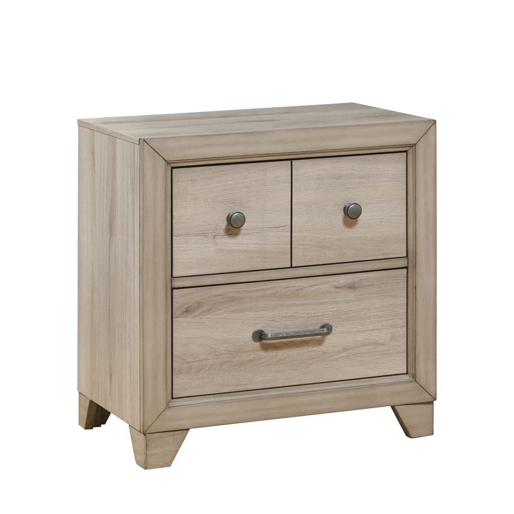 Youth Two Drawer Nightstand with USB in Brown. Picture 3