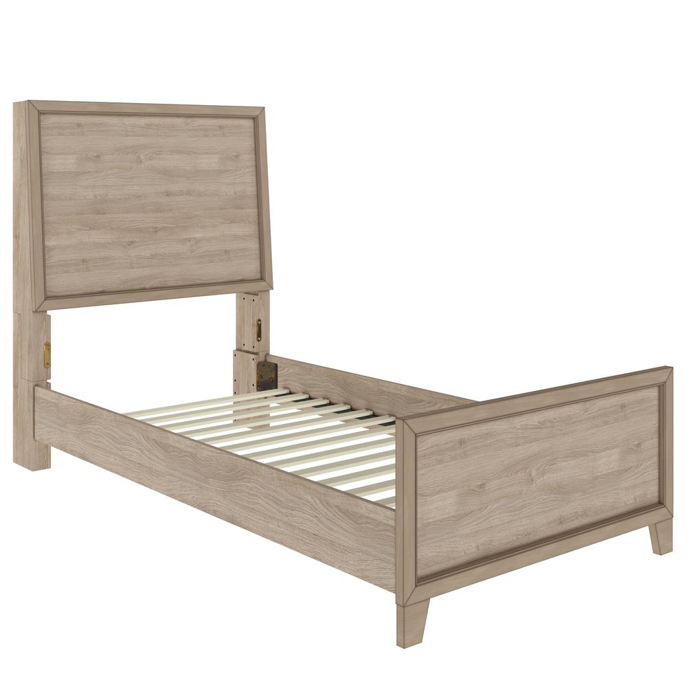 Kids Twin Panel Bed in River Birch Brown. Picture 2