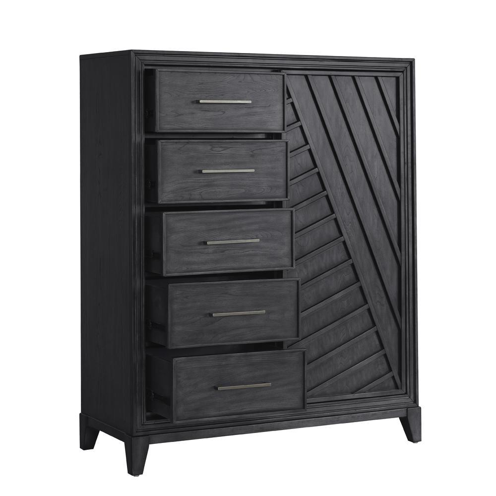 Lenox 5-Drawer Sliding Door Chest with Storage. Picture 4
