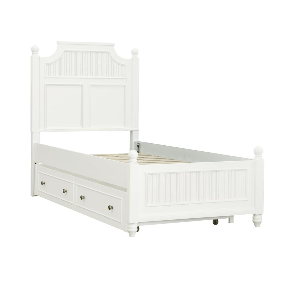 Savannah Twin Poster Bed with Trundle - White Finish. Picture 3