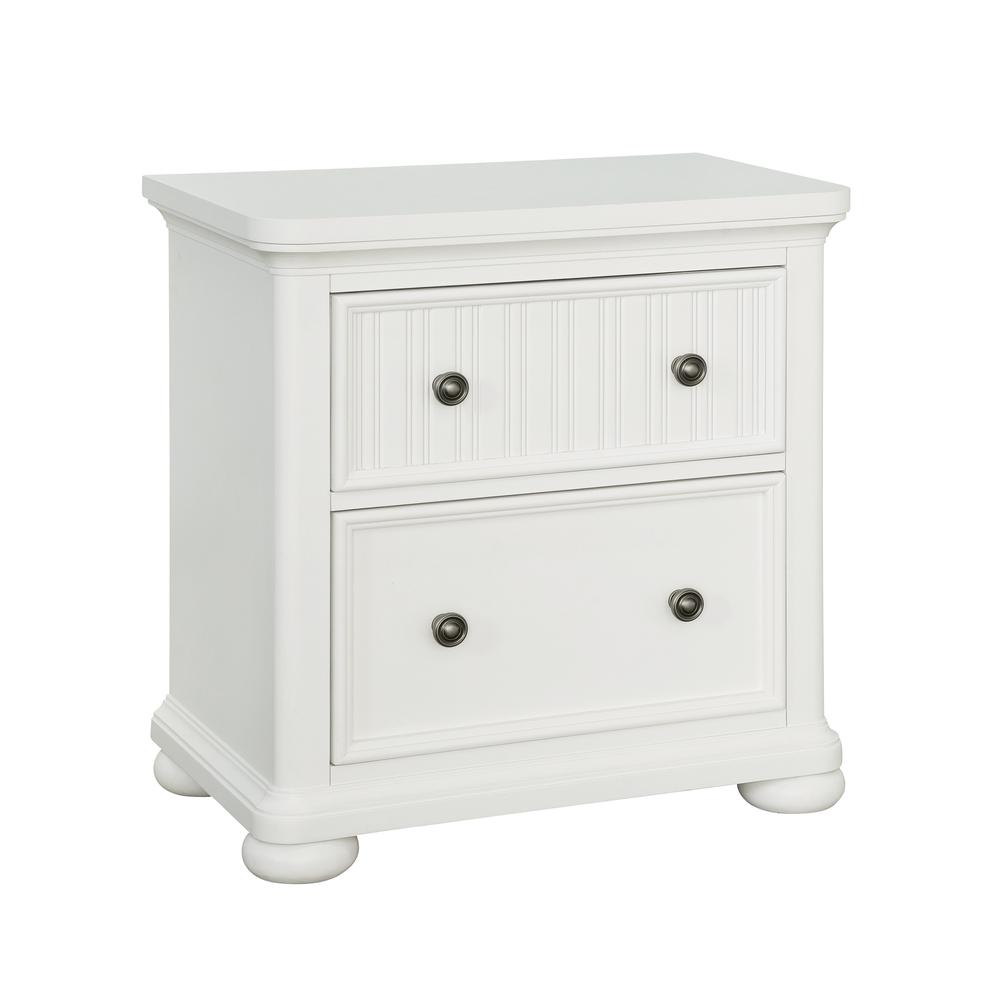 Savannah 2-Drawer Nightstand with USB - White Finish. Picture 4
