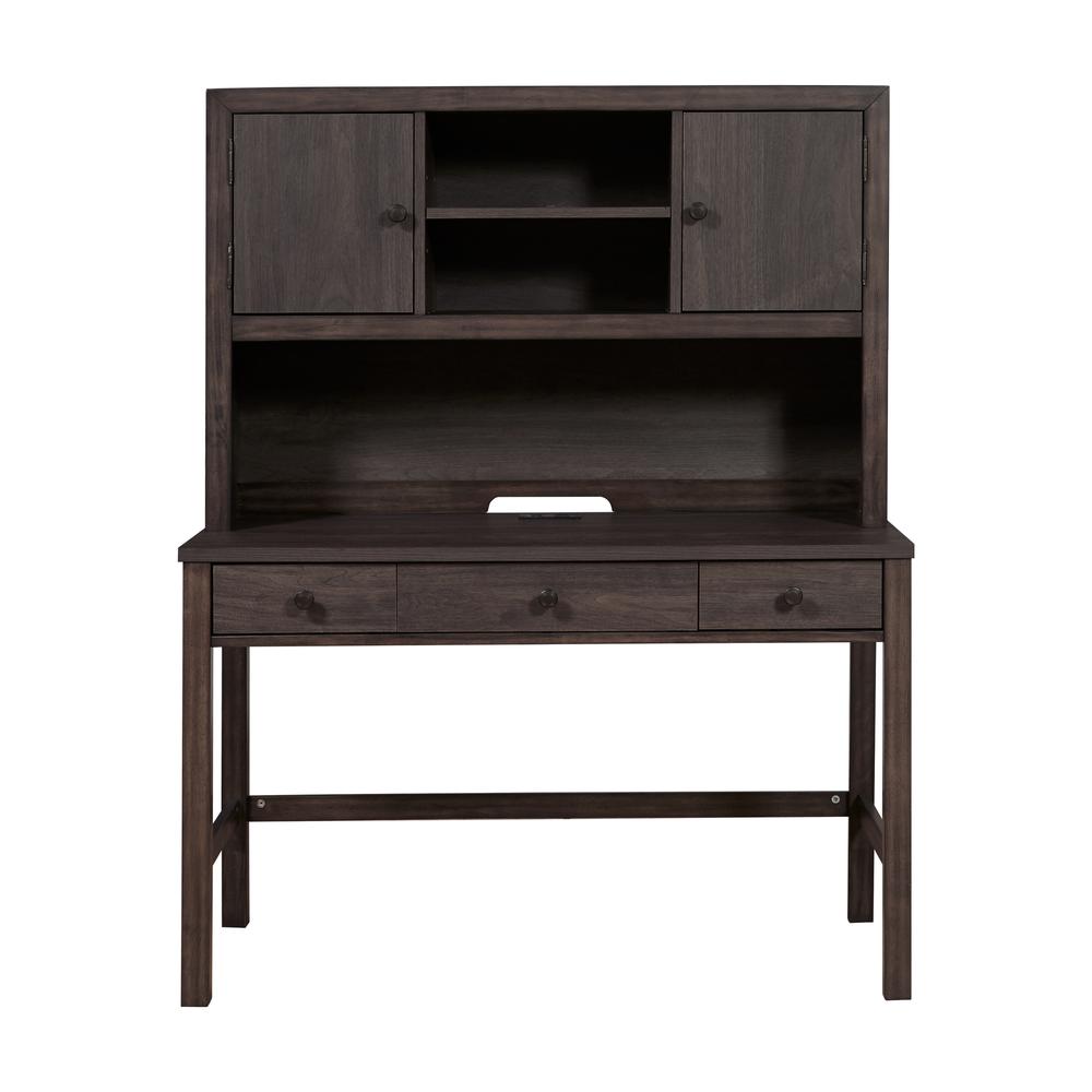 Three Drawer Kids Desk with USB Charging in Brown. Picture 6