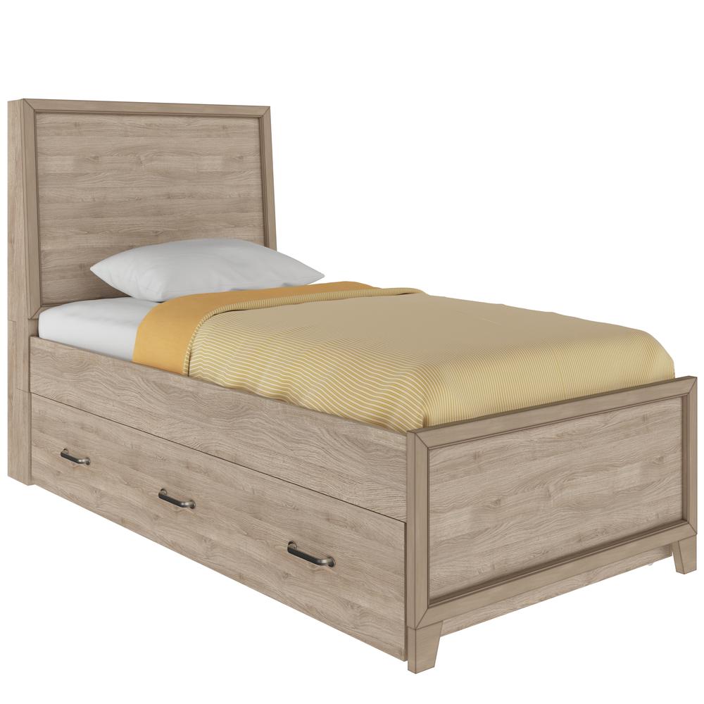 Kids Twin Panel Bed in River Birch Brown. Picture 6