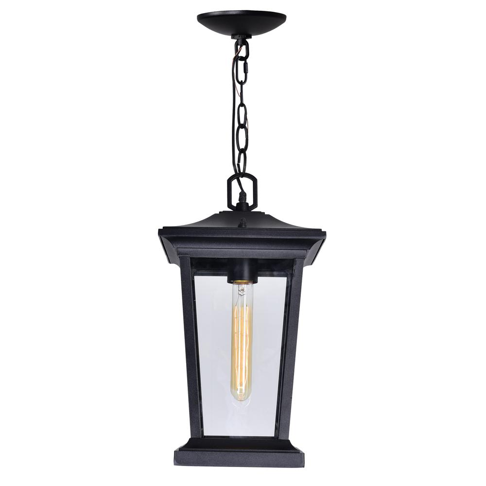 Leawood 1 Light Black Outdoor Hanging Light. Picture 1