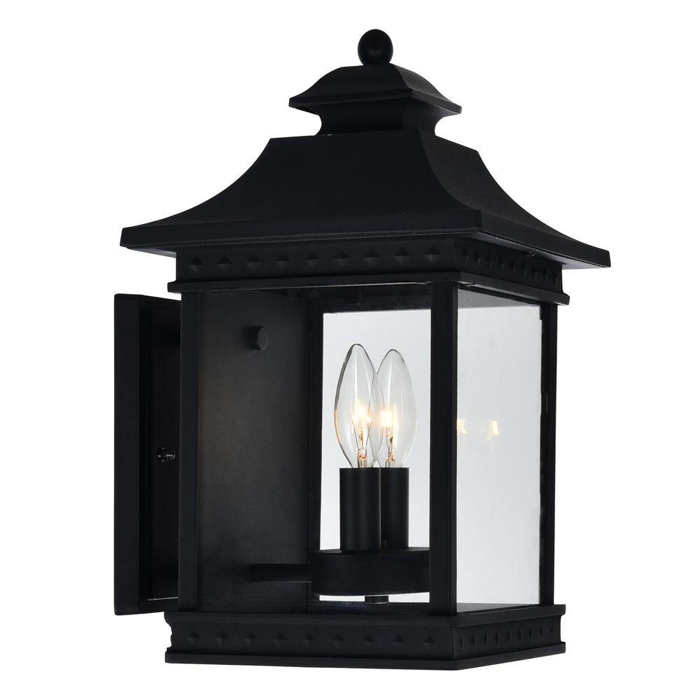 Cleveland 2 Light Black Outdoor Wall Light. Picture 1
