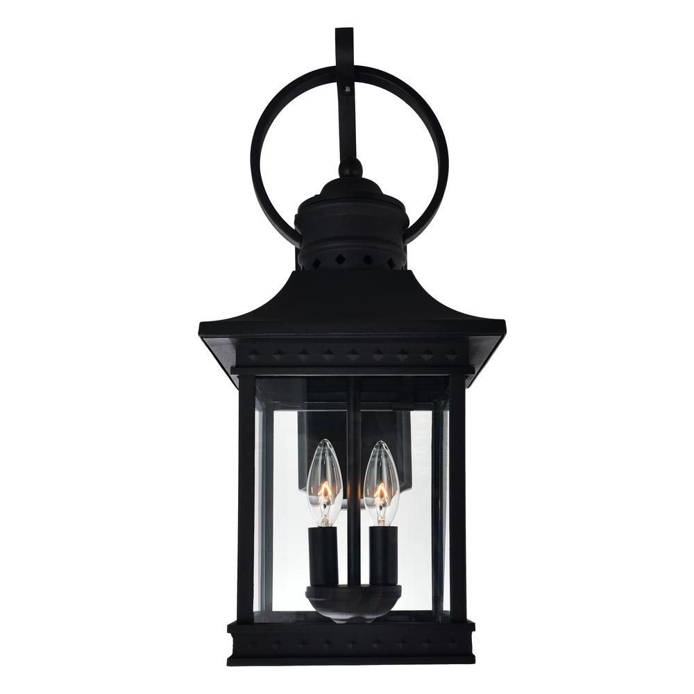 Cleveland 2 Light Black Outdoor Wall Light. Picture 1