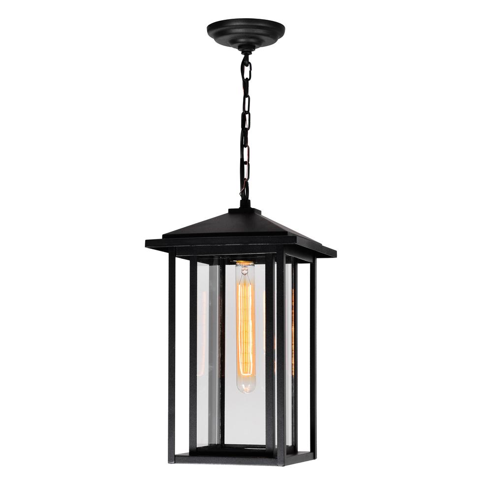 Crawford 1 Light Black Outdoor Hanging Light. Picture 6