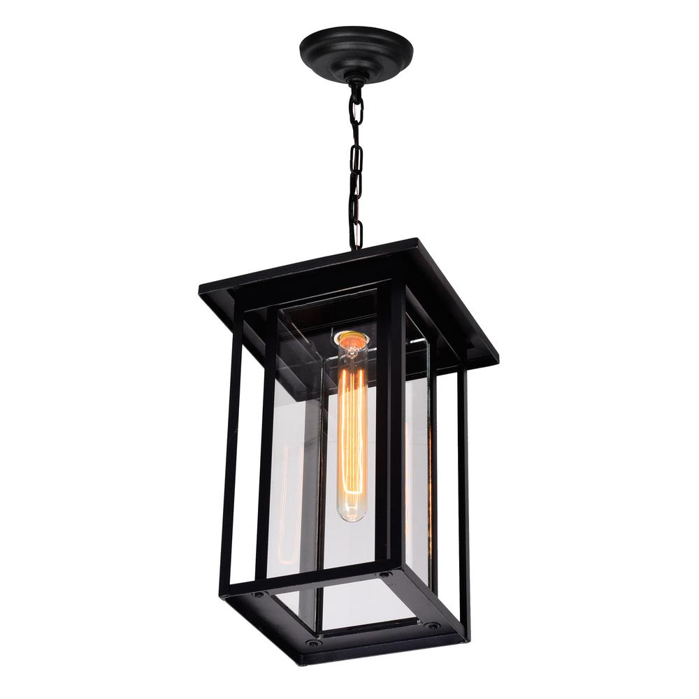 Crawford 1 Light Black Outdoor Hanging Light. Picture 3