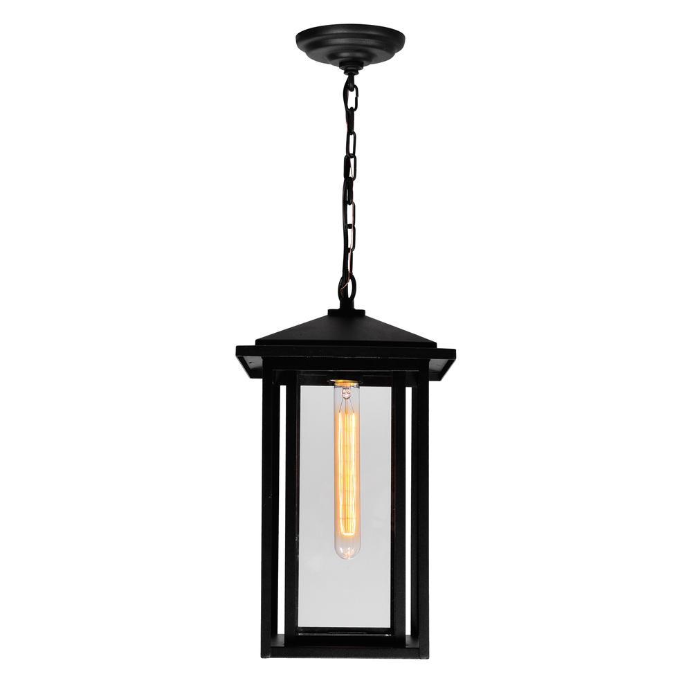 Crawford 1 Light Black Outdoor Hanging Light. Picture 1