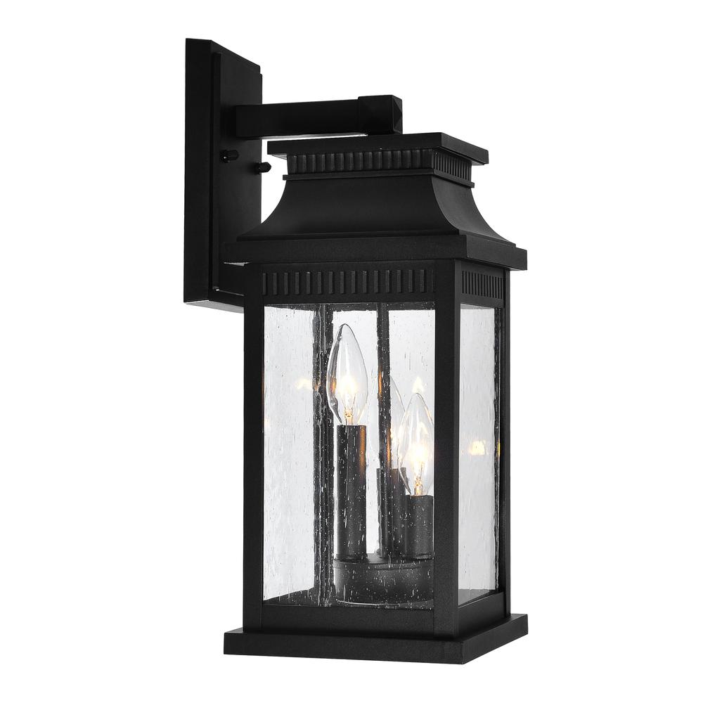 Milford 3 Light Outdoor Black Wall Lantern. Picture 1
