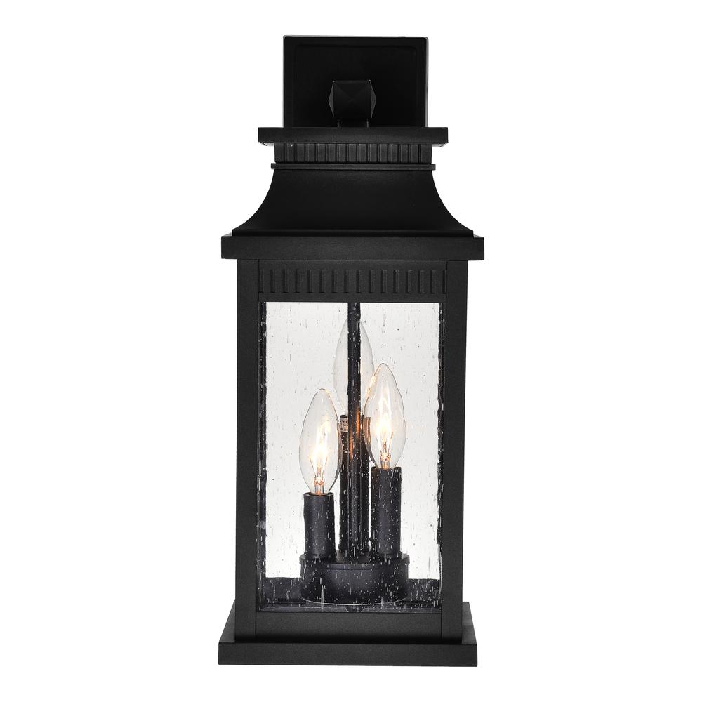 Milford 3 Light Outdoor Black Wall Lantern. Picture 2