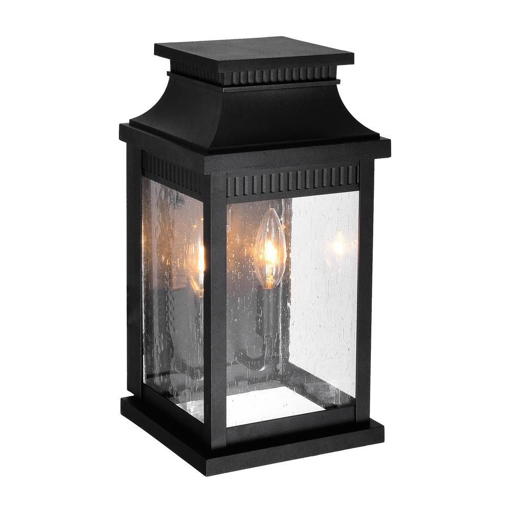 Milford 2 Light Outdoor Black Wall Lantern. Picture 1