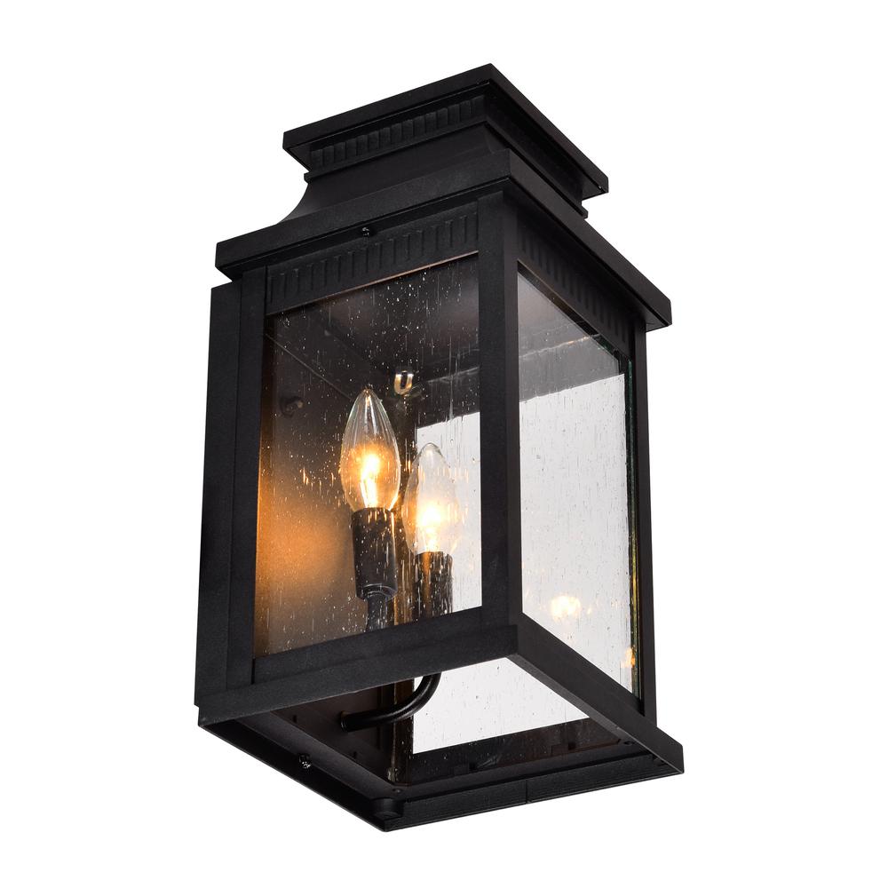 Milford 2 Light Outdoor Black Wall Lantern. Picture 3