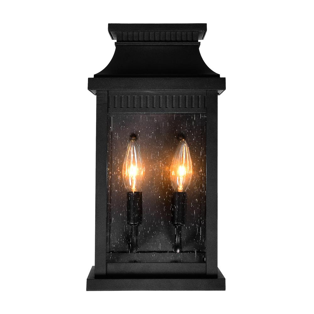 Milford 2 Light Outdoor Black Wall Lantern. Picture 4