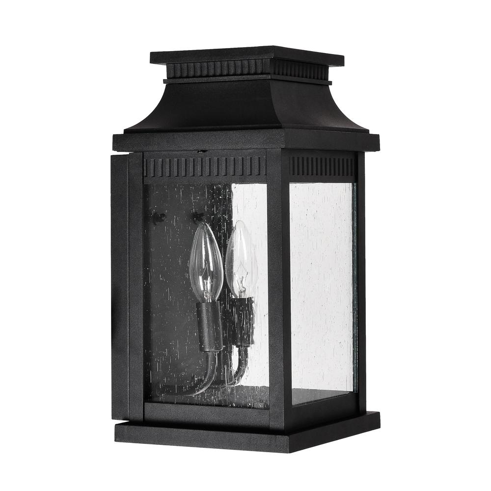 Milford 2 Light Outdoor Black Wall Lantern. Picture 5
