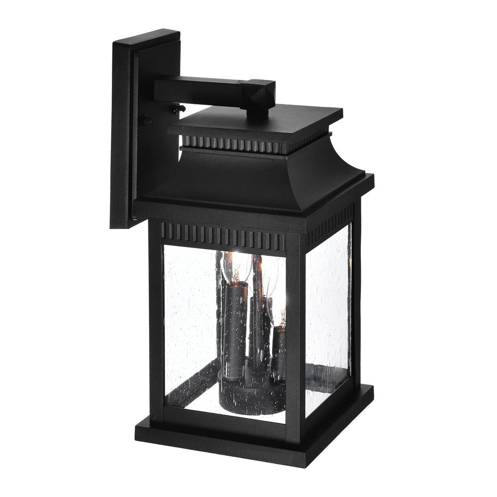 Milford 3 Light Outdoor Black Wall Lantern. Picture 2