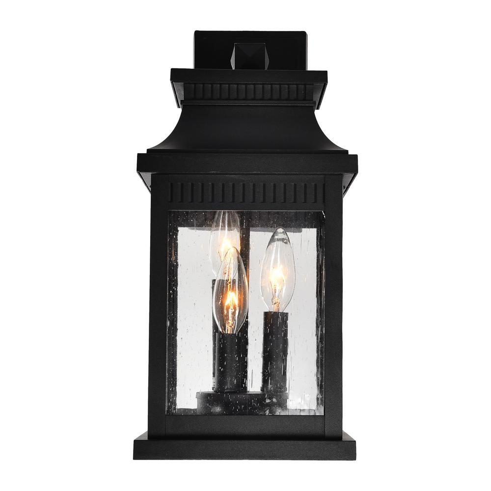 Milford 3 Light Outdoor Black Wall Lantern. Picture 4