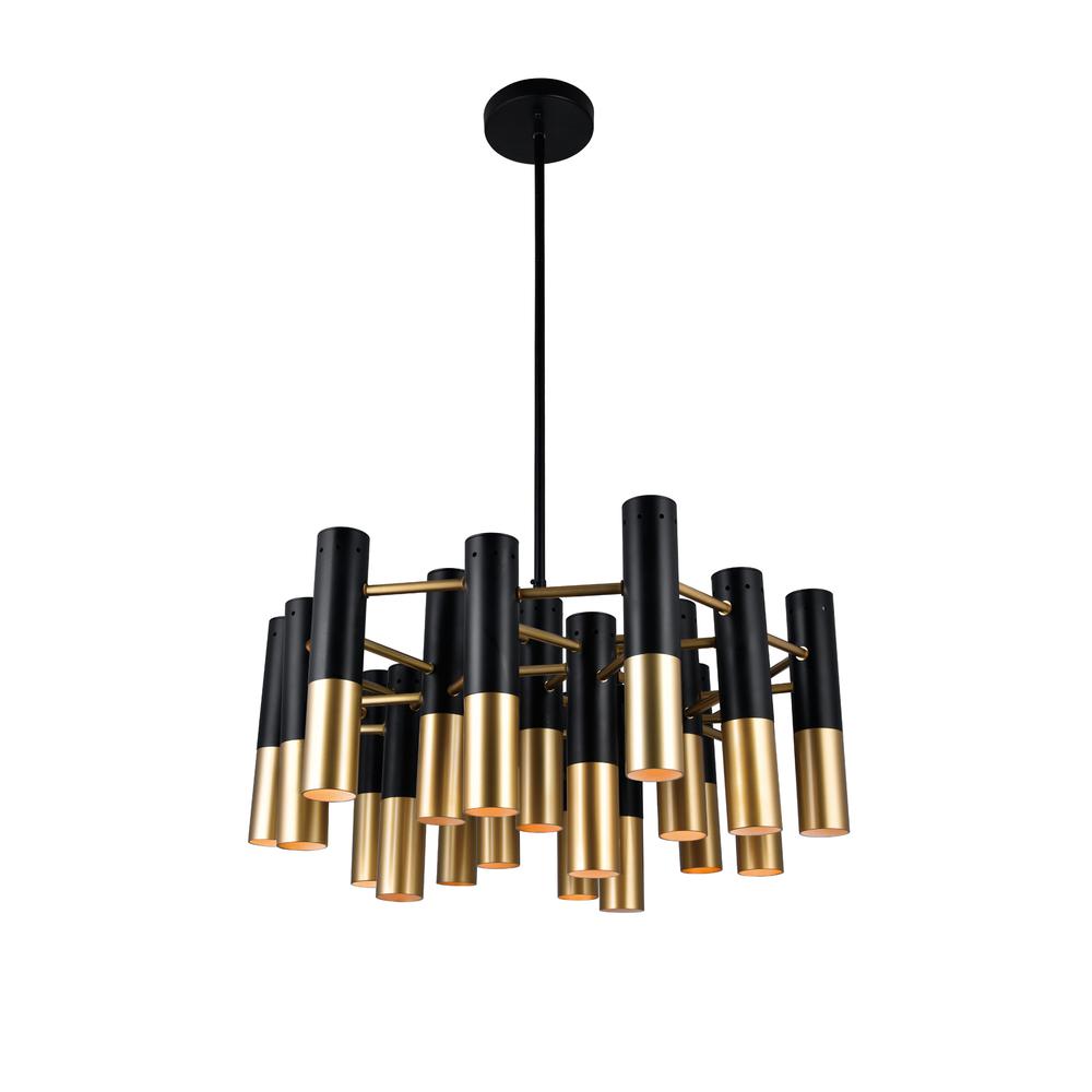 Anem 19 Light Down Chandelier With Matte Black & Satin Gold Finish. Picture 1