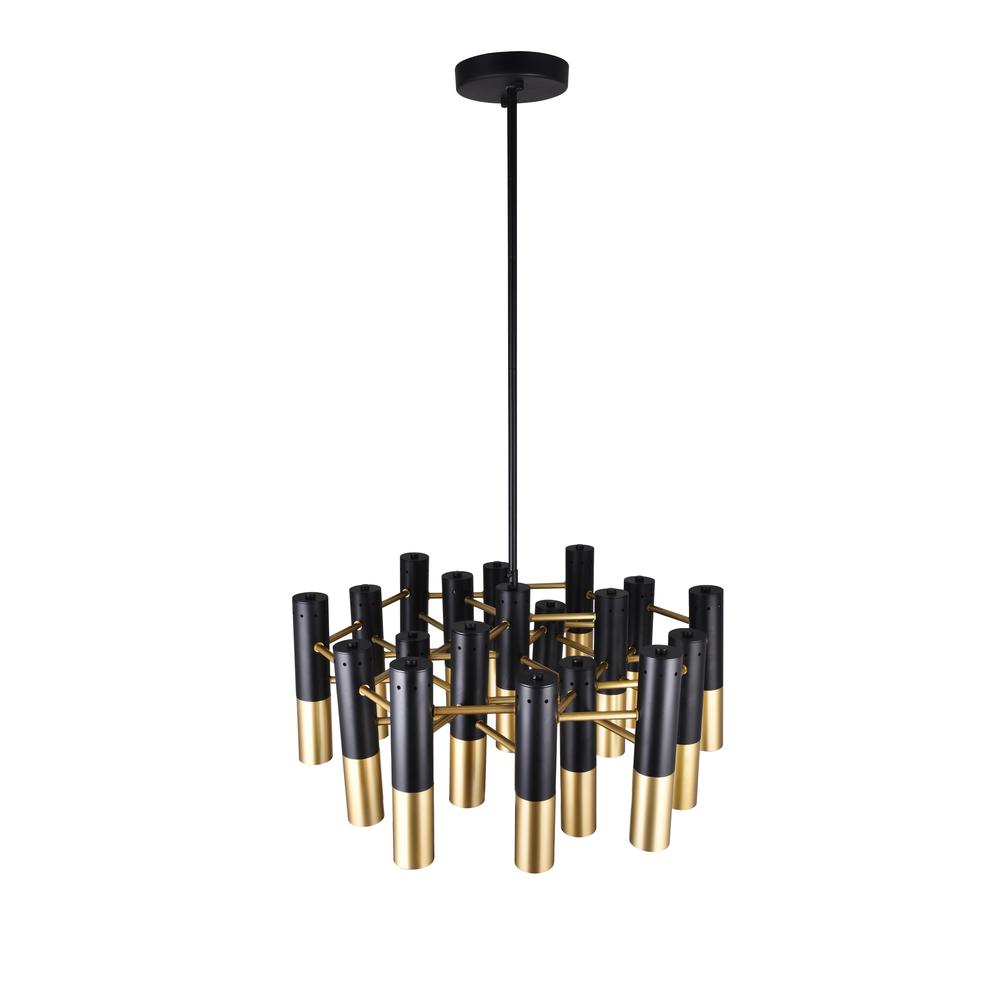 Anem 19 Light Down Chandelier With Matte Black & Satin Gold Finish. Picture 2