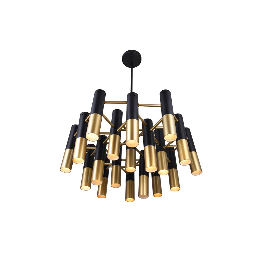 Anem 19 Light Down Chandelier With Matte Black & Satin Gold Finish. Picture 6