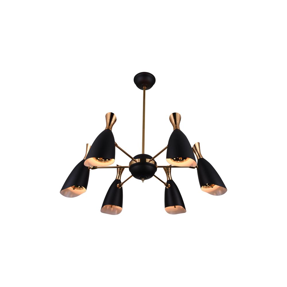 Rolin 12 Light Down Chandelier With Matte Black & Satin Gold Finish. Picture 2