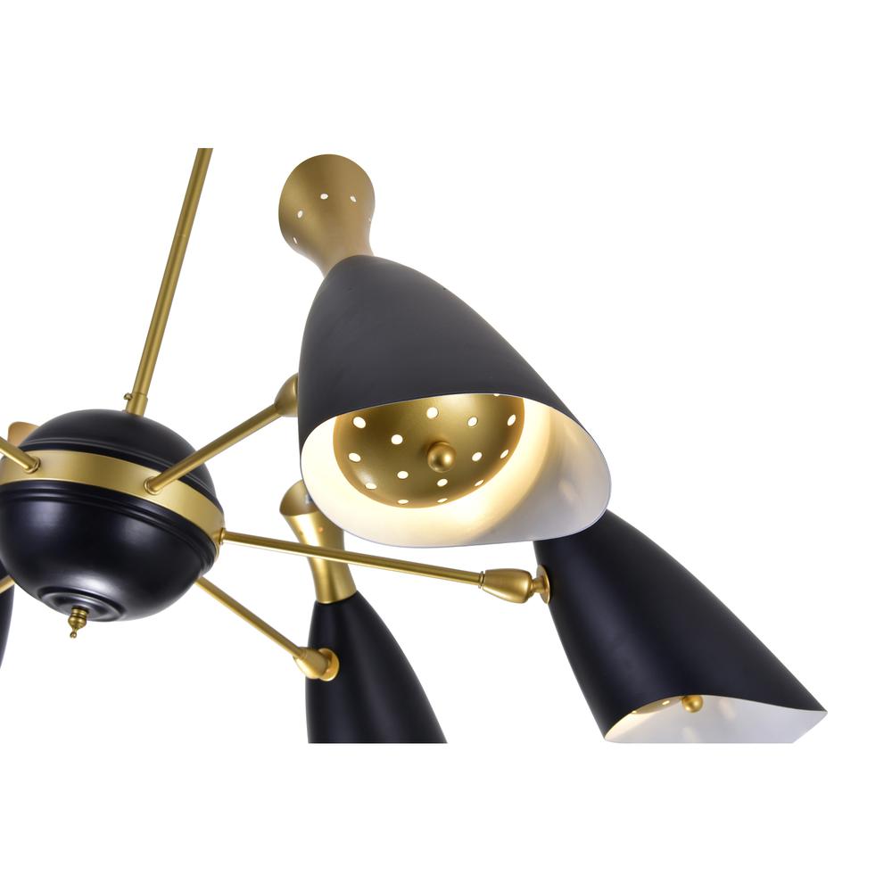 Rolin 12 Light Down Chandelier With Matte Black & Satin Gold Finish. Picture 5