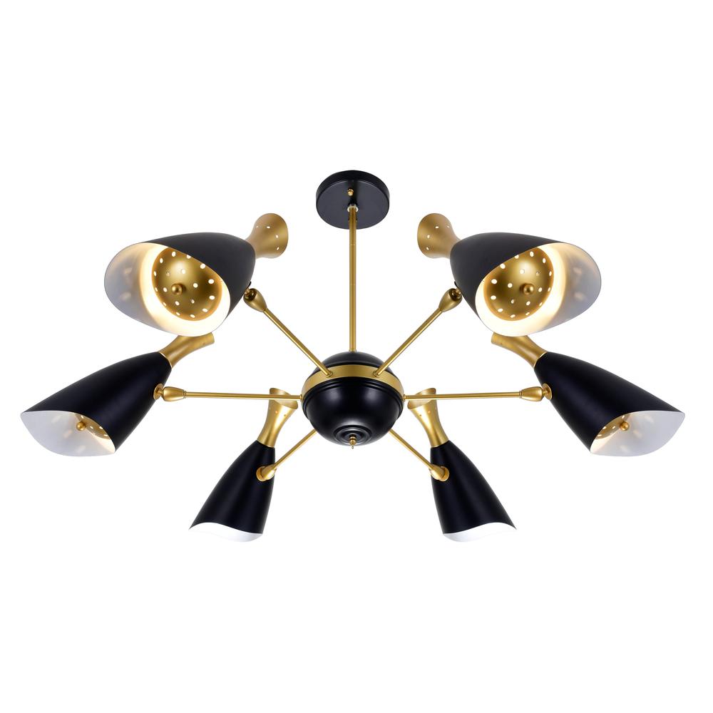 Rolin 12 Light Down Chandelier With Matte Black & Satin Gold Finish. Picture 6
