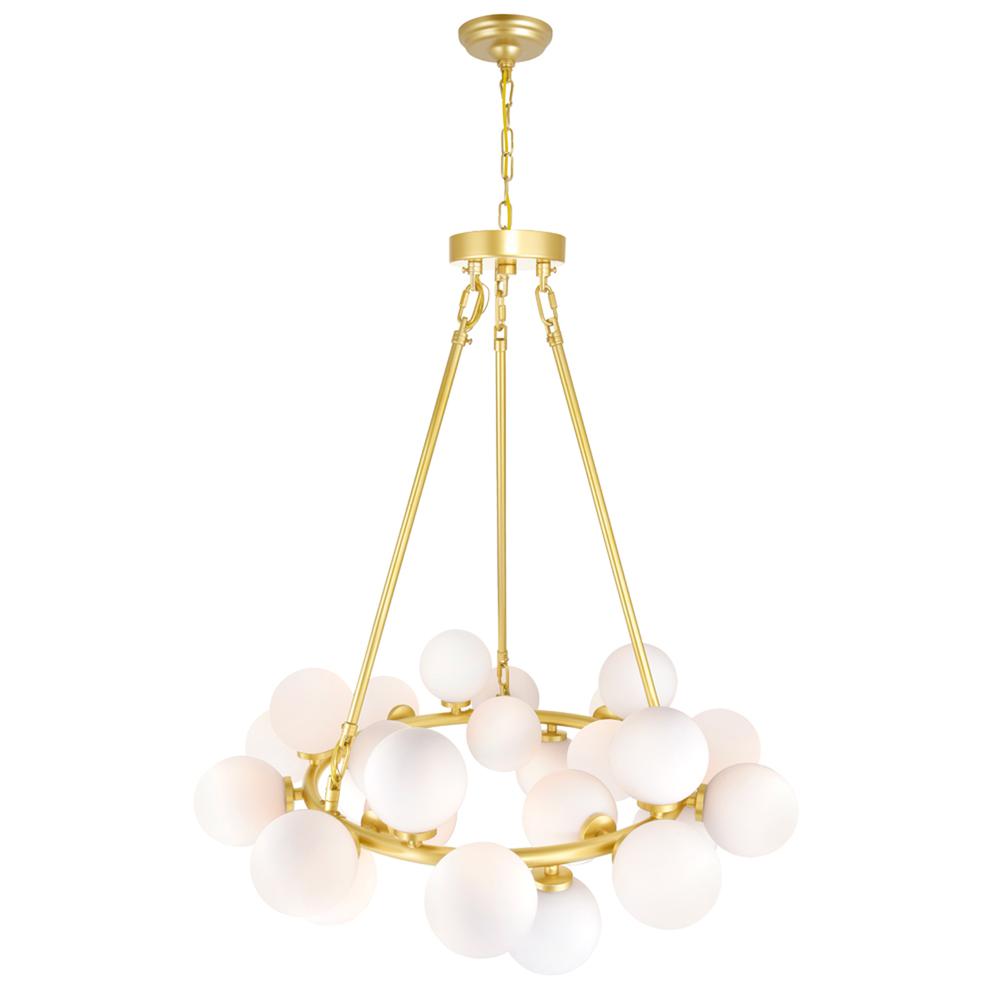 Arya 25 Light Chandelier With Satin Gold Finish. Picture 3