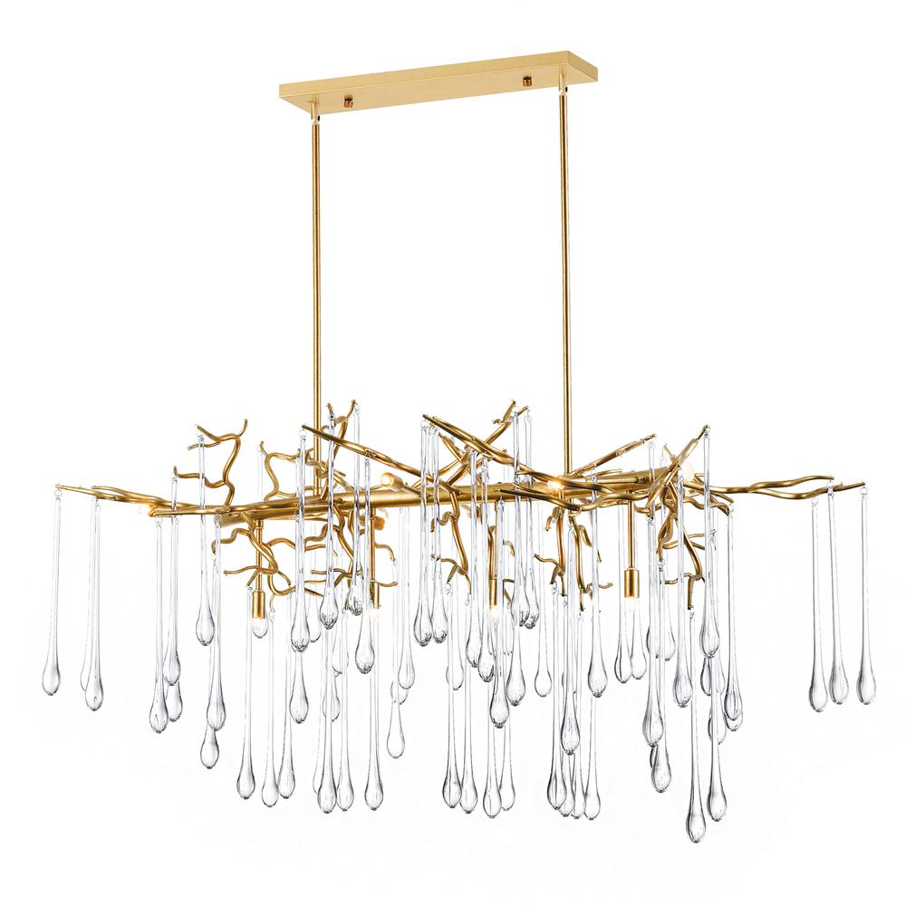 Anita 10 Light Chandelier With Gold Leaf Finish. Picture 1