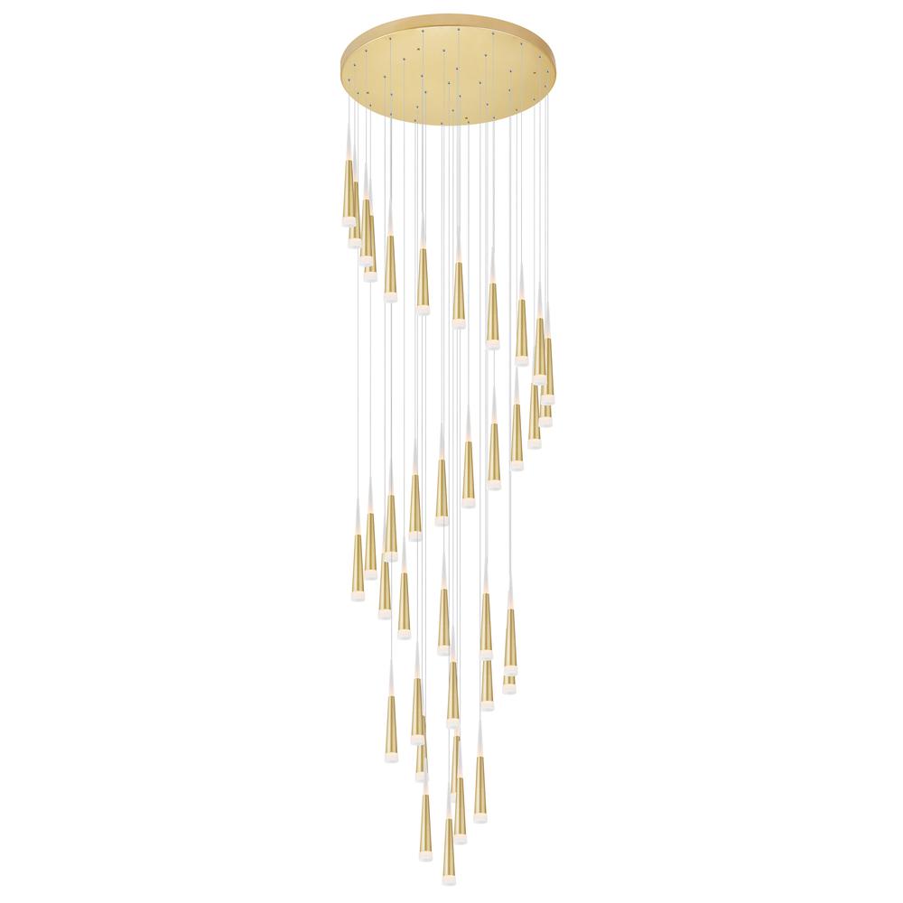Andes LED Multi Light Pendant With Satin Gold Finish. Picture 1