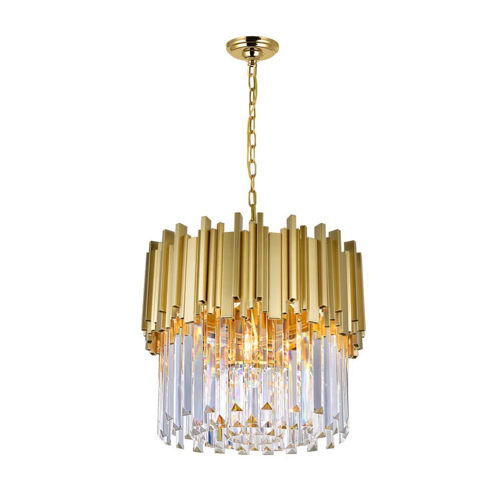Deco 4 Light Down Chandelier With Medallion Gold Finish. Picture 1