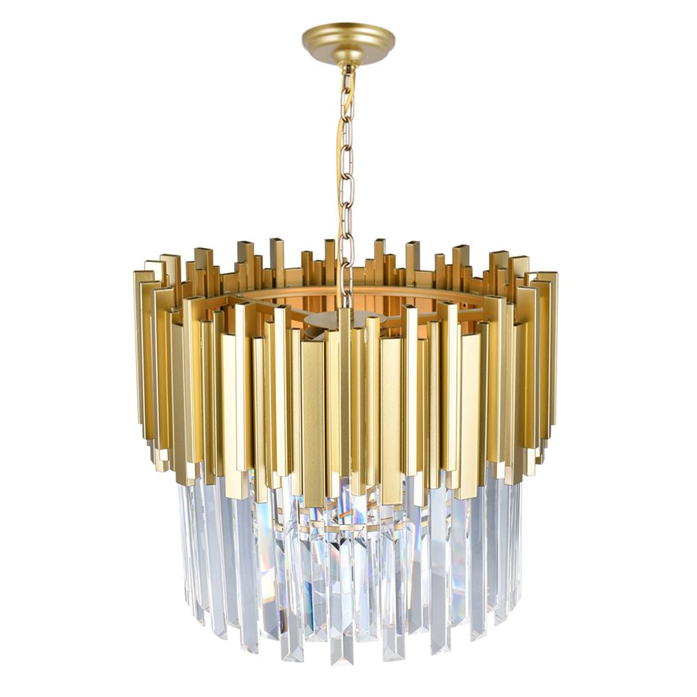 Deco 4 Light Down Chandelier With Medallion Gold Finish. Picture 2