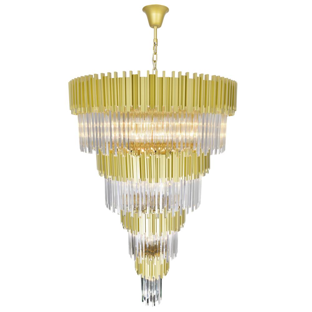 Deco 34 Light Down Chandelier With Medallion Gold Finish. Picture 3