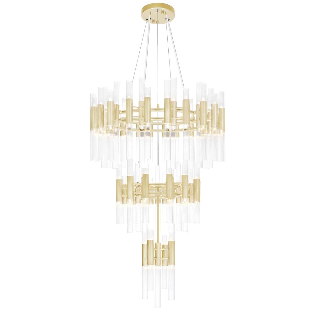 Orgue 123 Light Chandelier With Satin Gold Finish. Picture 1